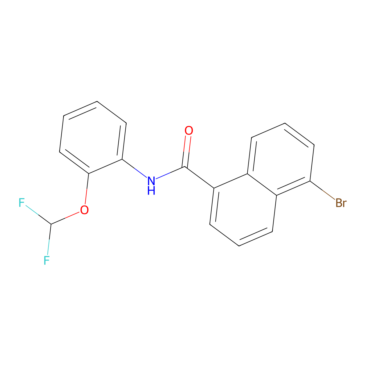 5-bromo-N-[2-(difluoromethoxy)phenyl]naphthalene-1-carboxamide molecular structure, CAS 672915-55-8