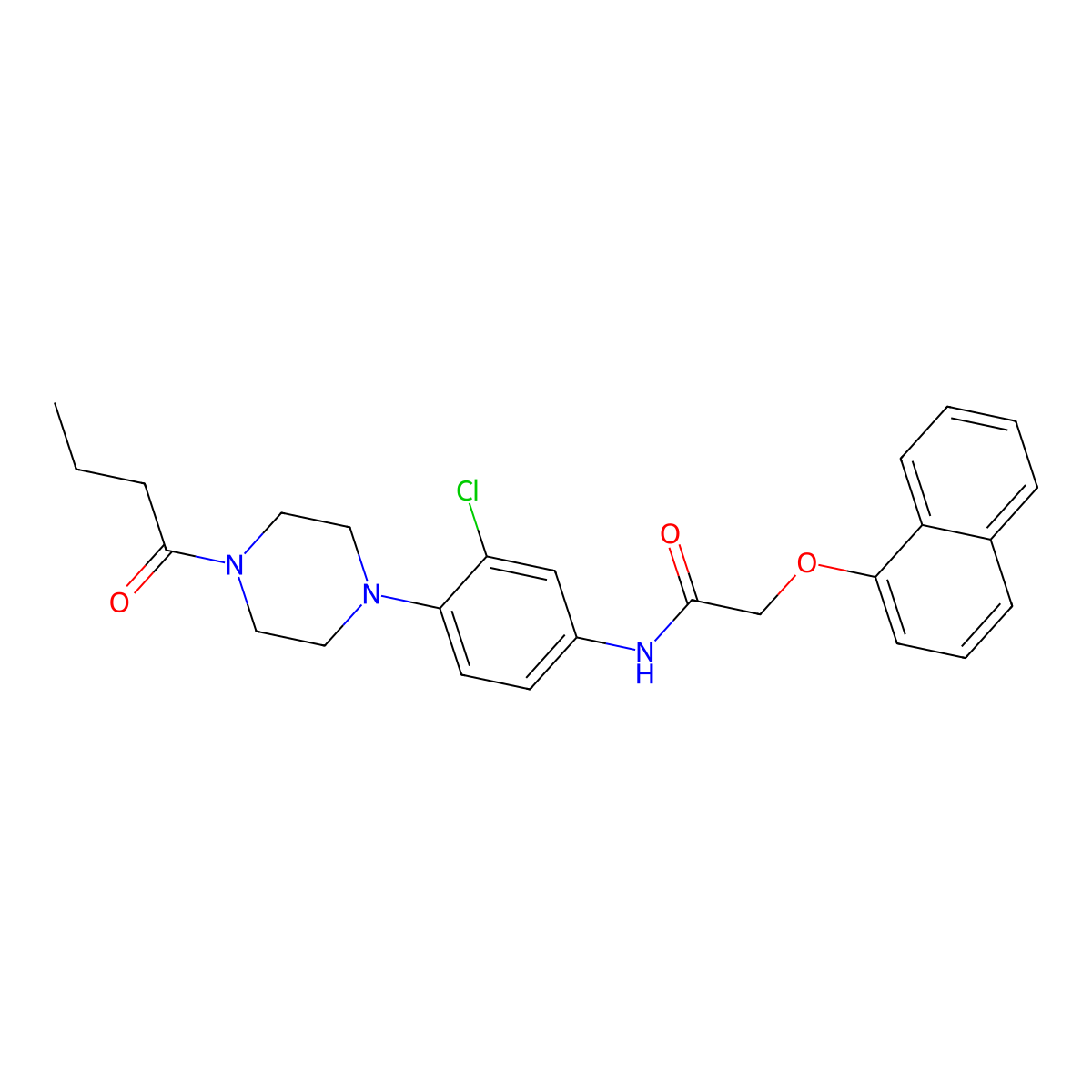 N-[4-(4-butanoylpiperazin-1-yl)-3-chlorophenyl]-2-naphthalen-1-yloxyacetamide molecular structure, CAS 672918-10-4