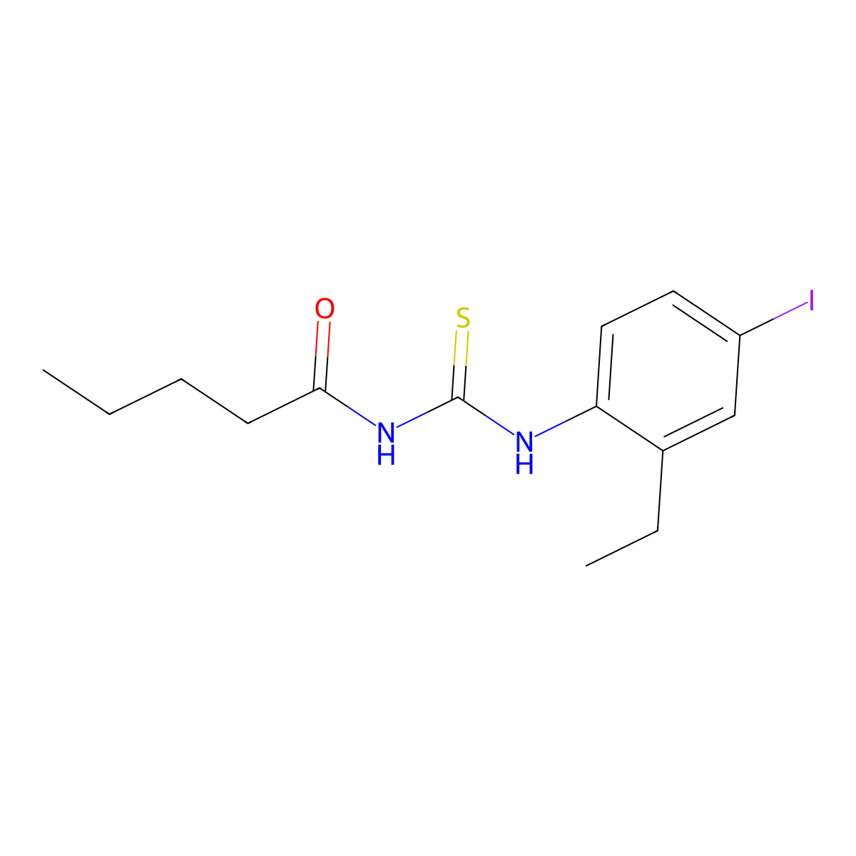 N-[(2-ethyl-4-iodophenyl)carbamothioyl]pentanamide molecular structure, CAS 672918-17-1