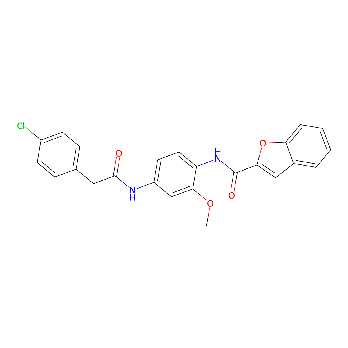 N-(4-{[(4-chlorophenyl)acetyl]amino}-2-methoxyphenyl)-1-benzofuran-2-carboxamide molecular structure, CAS 672918-60-4