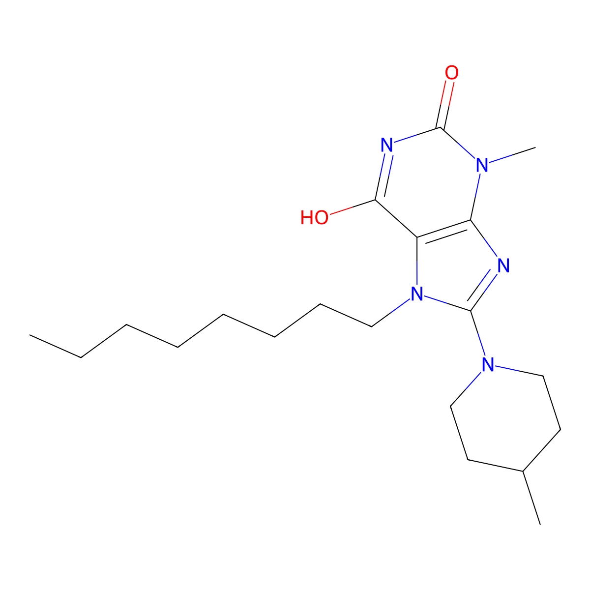 3-methyl-8-(4-methylpiperidin-1-yl)-7-octyl-1H-purine-2,6(3H,7H)-dione molecular structure, CAS 672919-13-0