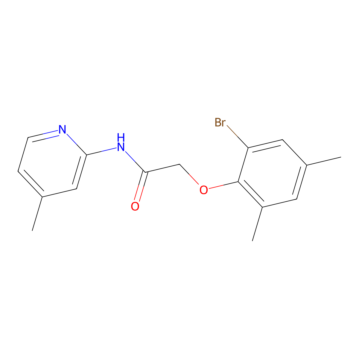 2-(2-bromo-4,6-dimethylphenoxy)-N-(4-methylpyridin-2-yl)acetamide molecular structure, CAS 672919-19-6