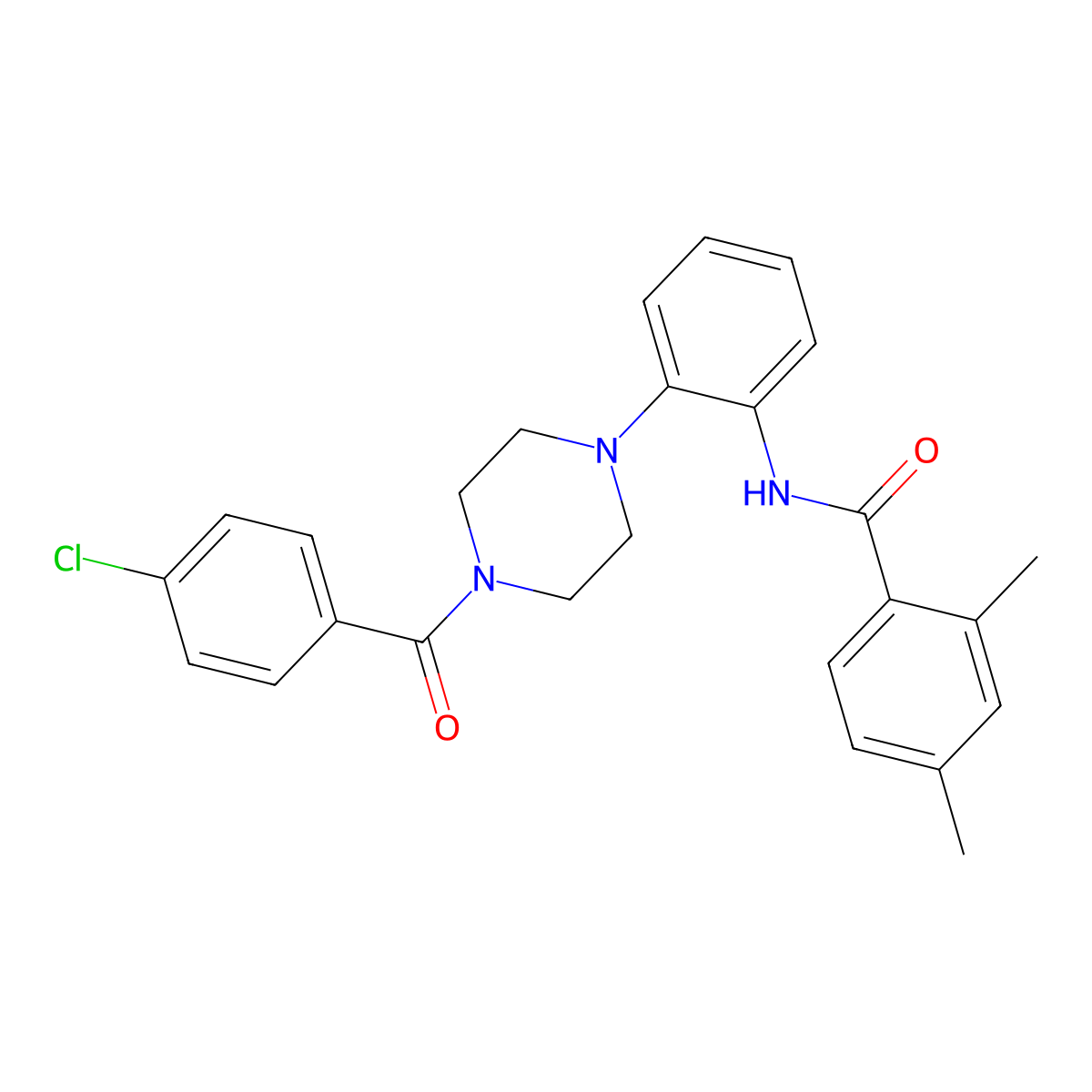 N-[2-[4-(4-chlorobenzoyl)piperazin-1-yl]phenyl]-2,4-dimethylbenzamide molecular structure, CAS 672919-52-7