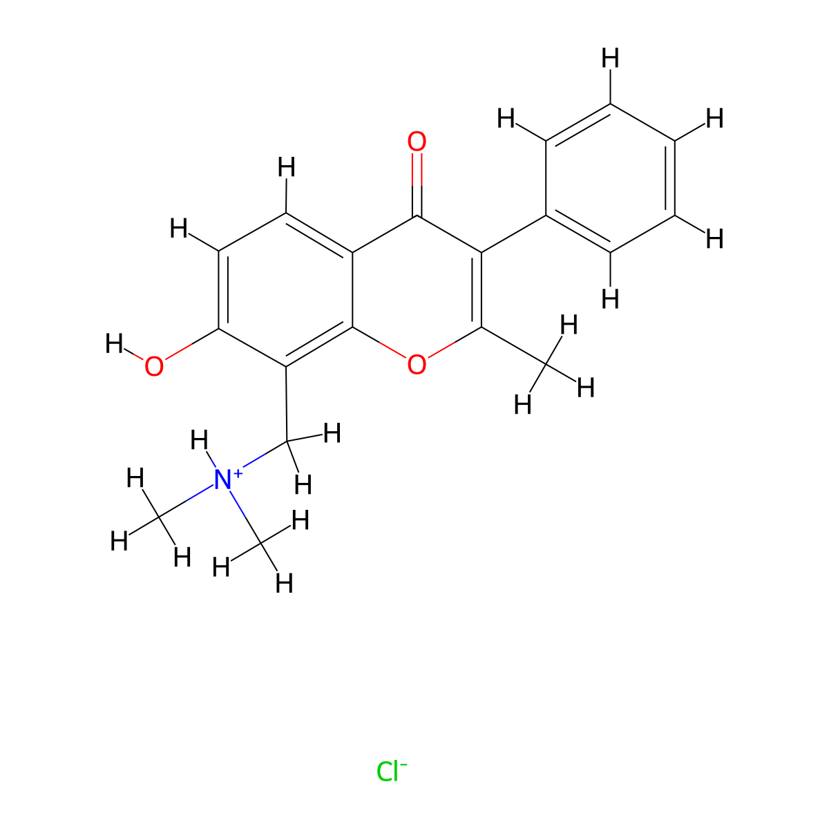 Isoflavone, 8-(dimethylaminomethyl)-7-hydroxy-2-methyl-, hydrochloride molecular structure, CAS 67292-77-7
