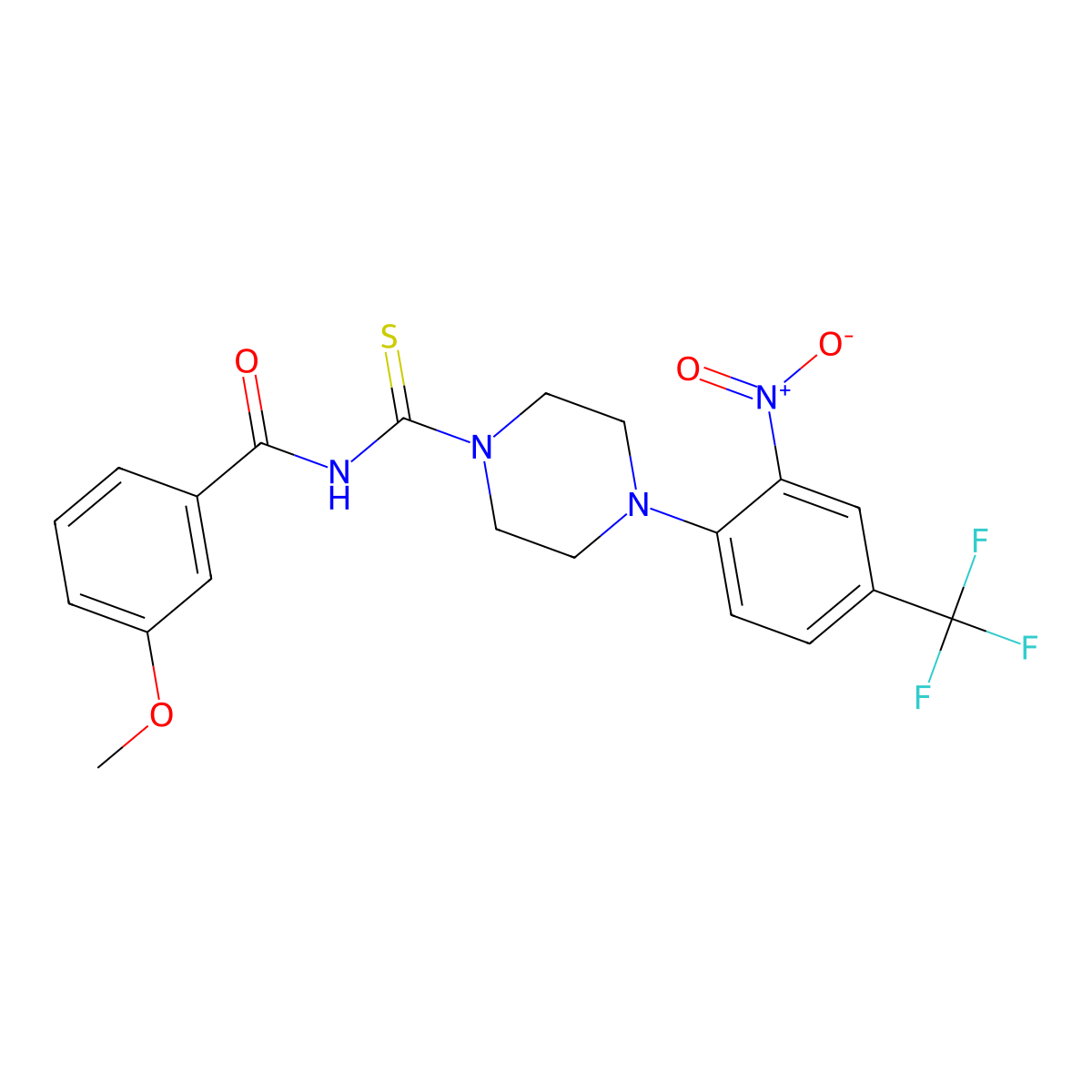 3-methoxy-N-({4-[2-nitro-4-(trifluoromethyl)phenyl]-1-piperazinyl}carbonothioyl)benzamide molecular structure, CAS 672920-59-1