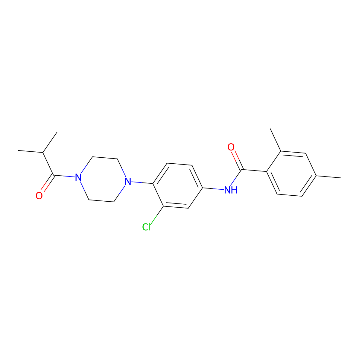 N-[3-chloro-4-[4-(2-methylpropanoyl)piperazin-1-yl]phenyl]-2,4-dimethylbenzamide molecular structure, CAS 672920-68-2