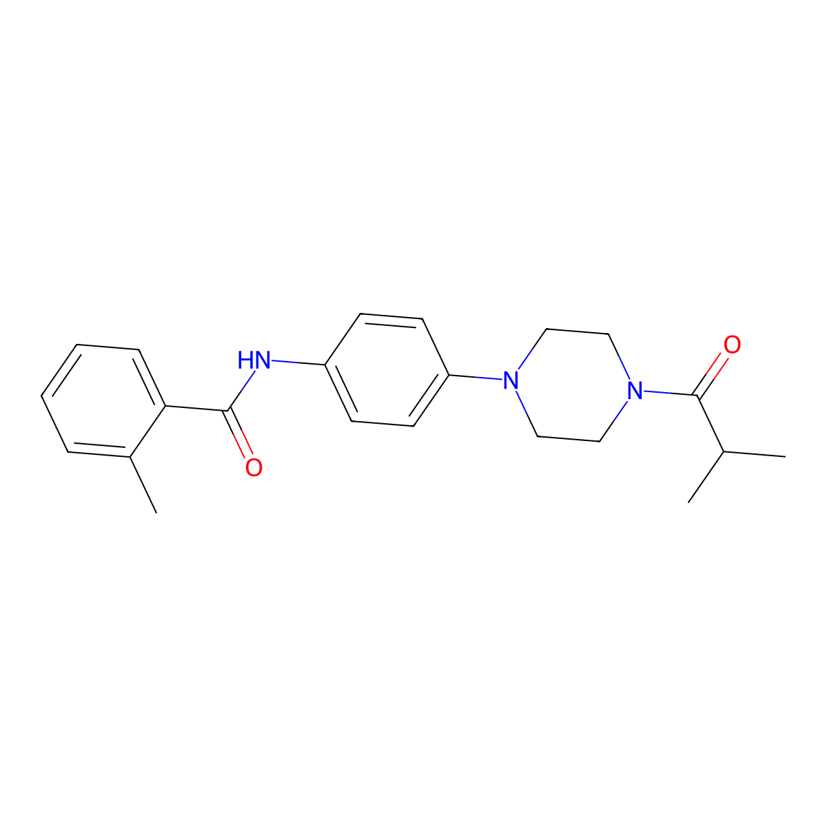 2-methyl-N-[4-[4-(2-methylpropanoyl)piperazin-1-yl]phenyl]benzamide molecular structure, CAS 672920-97-7