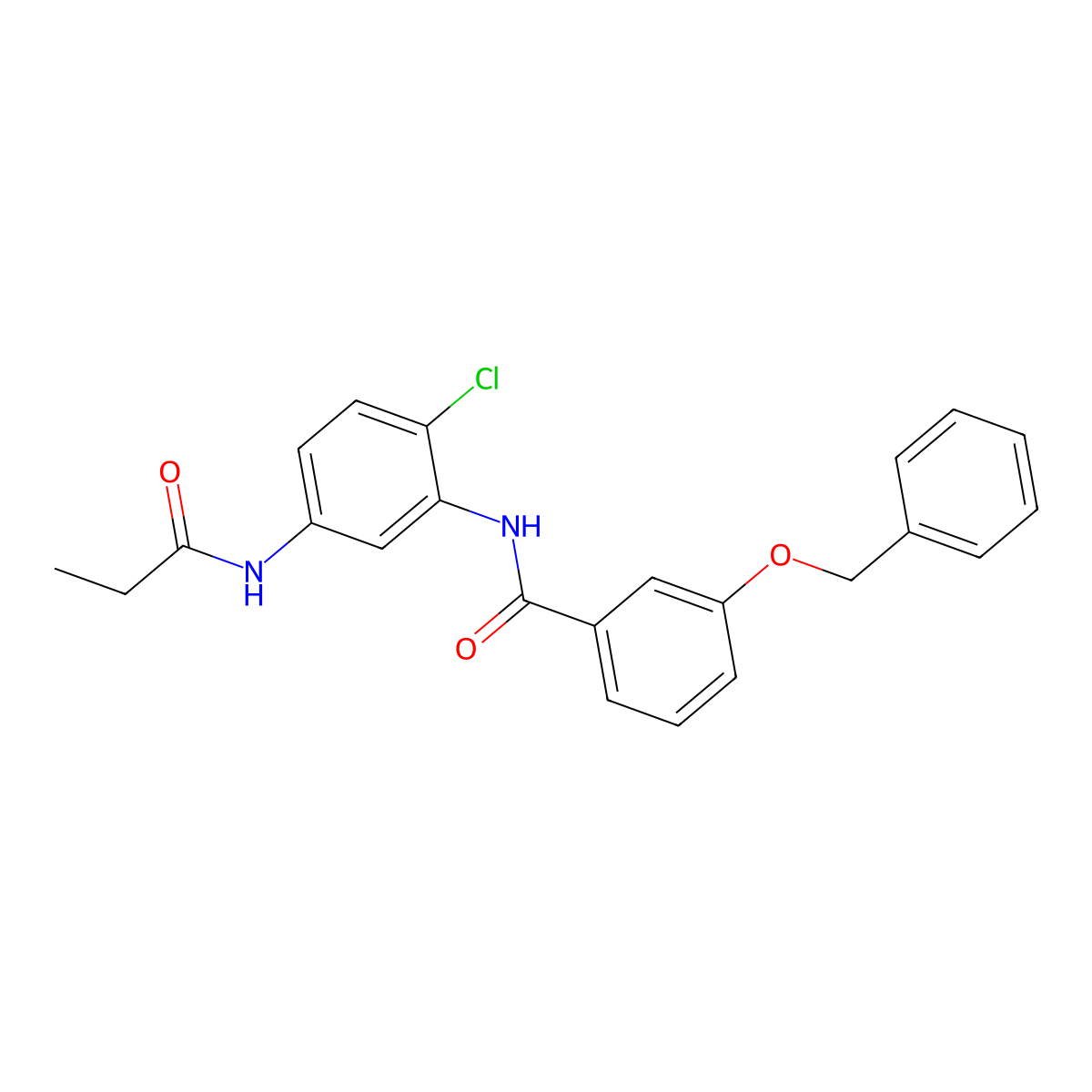 N-[2-chloro-5-(propanoylamino)phenyl]-3-phenylmethoxybenzamide molecular structure, CAS 672921-34-5