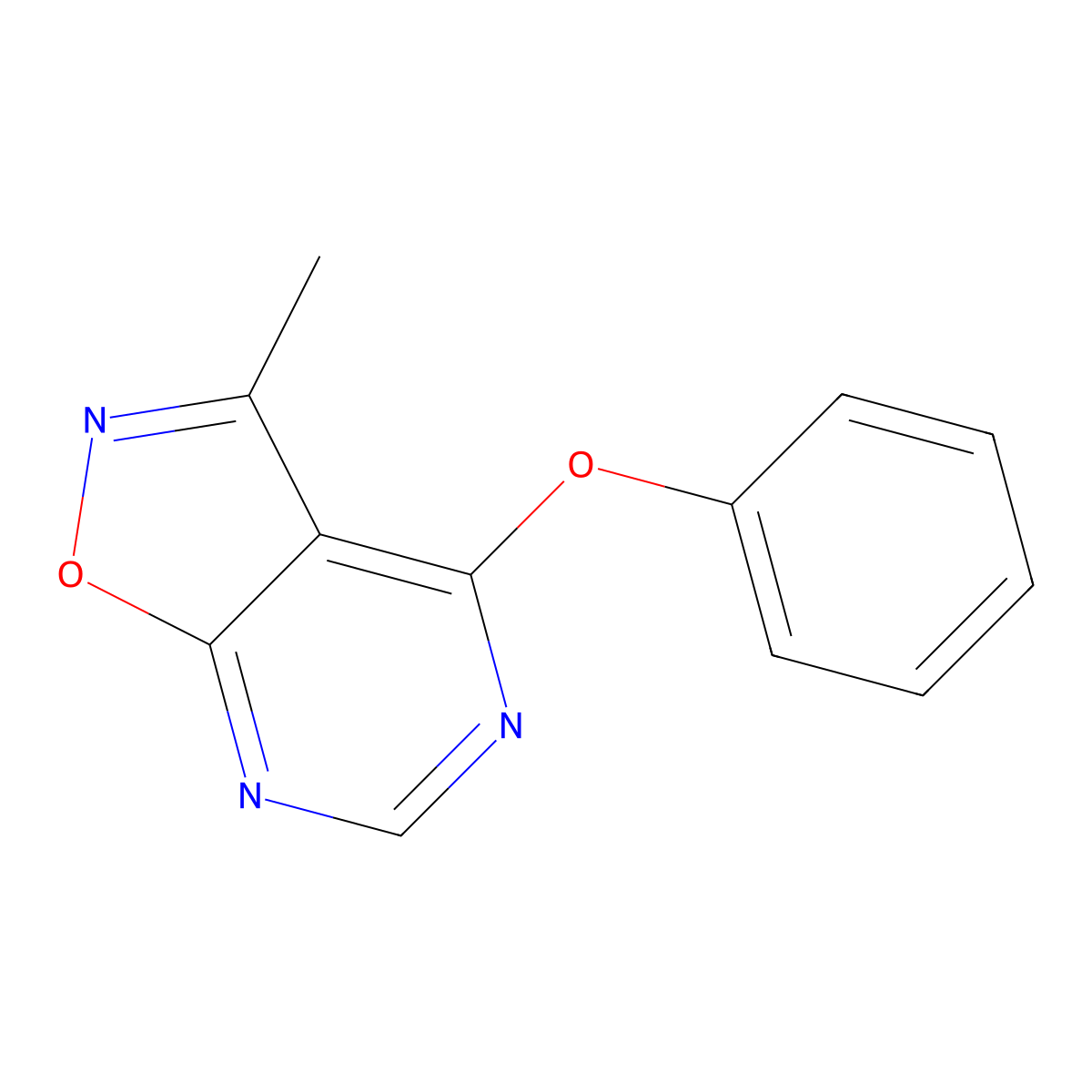 3-Methyl-4-phenoxy-[1,2]oxazolo[5,4-d]pyrimidine molecular structure, CAS 672925-12-1