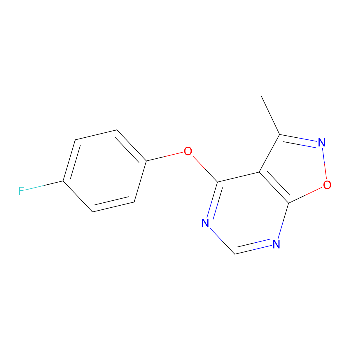 4-(4-Fluorophenoxy)-3-methyl-[1,2]oxazolo[5,4-d]pyrimidine molecular structure, CAS 672925-14-3
