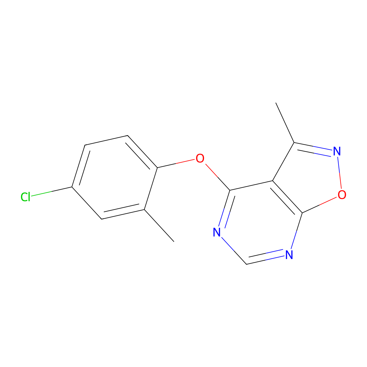 4-(4-Chloro-2-methylphenoxy)-3-methyl-[1,2]oxazolo[5,4-d]pyrimidine molecular structure, CAS 672925-16-5