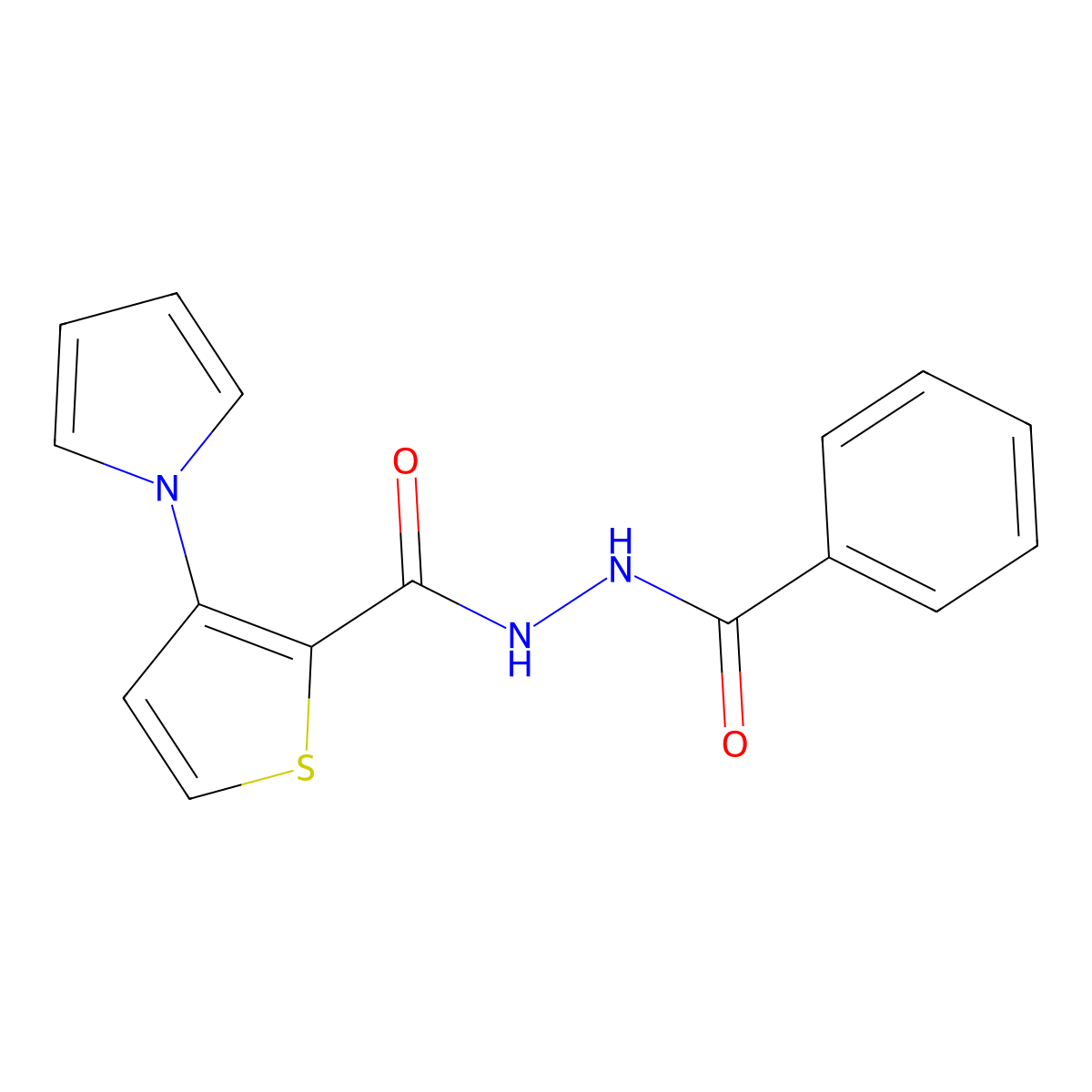 N'-benzoyl-3-(1H-pyrrol-1-yl)-2-thiophenecarbohydrazide molecular structure, CAS 672925-17-6