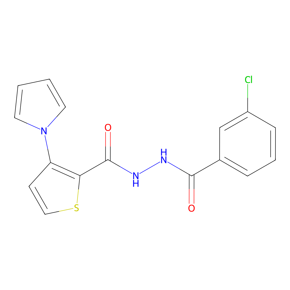 N'-(3-chlorobenzoyl)-3-(1H-pyrrol-1-yl)-2-thiophenecarbohydrazide molecular structure, CAS 672925-18-7