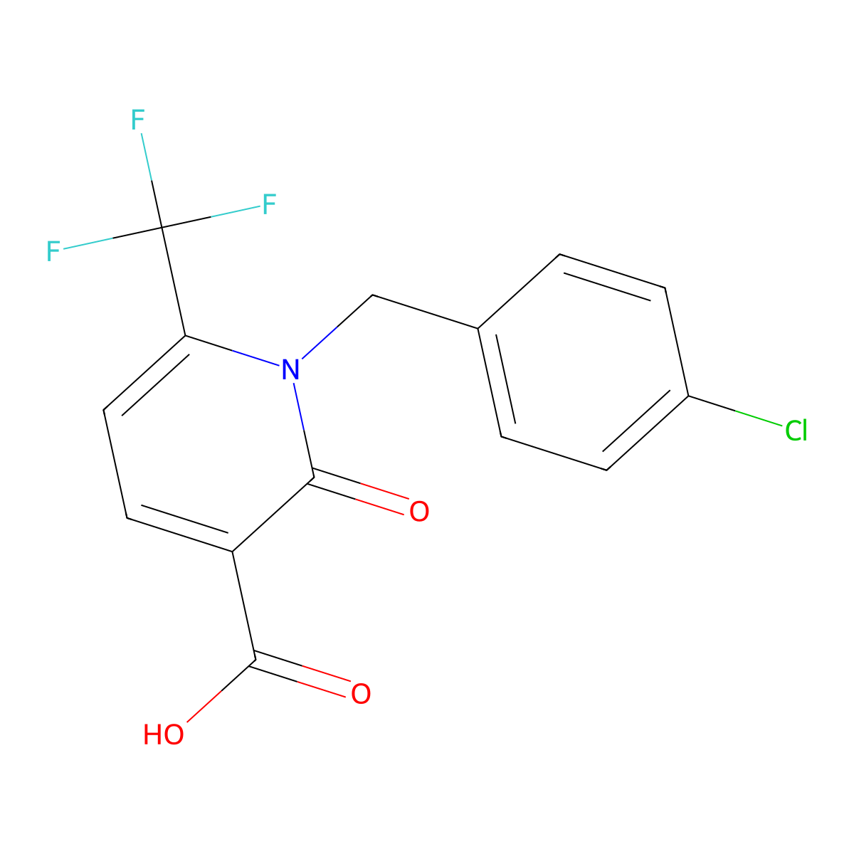 1-(4-Chlorobenzyl)-2-oxo-6-(trifluoromethyl)-1,2-dihydro-3-pyridinecarboxylic acid molecular structure, CAS 672925-22-3