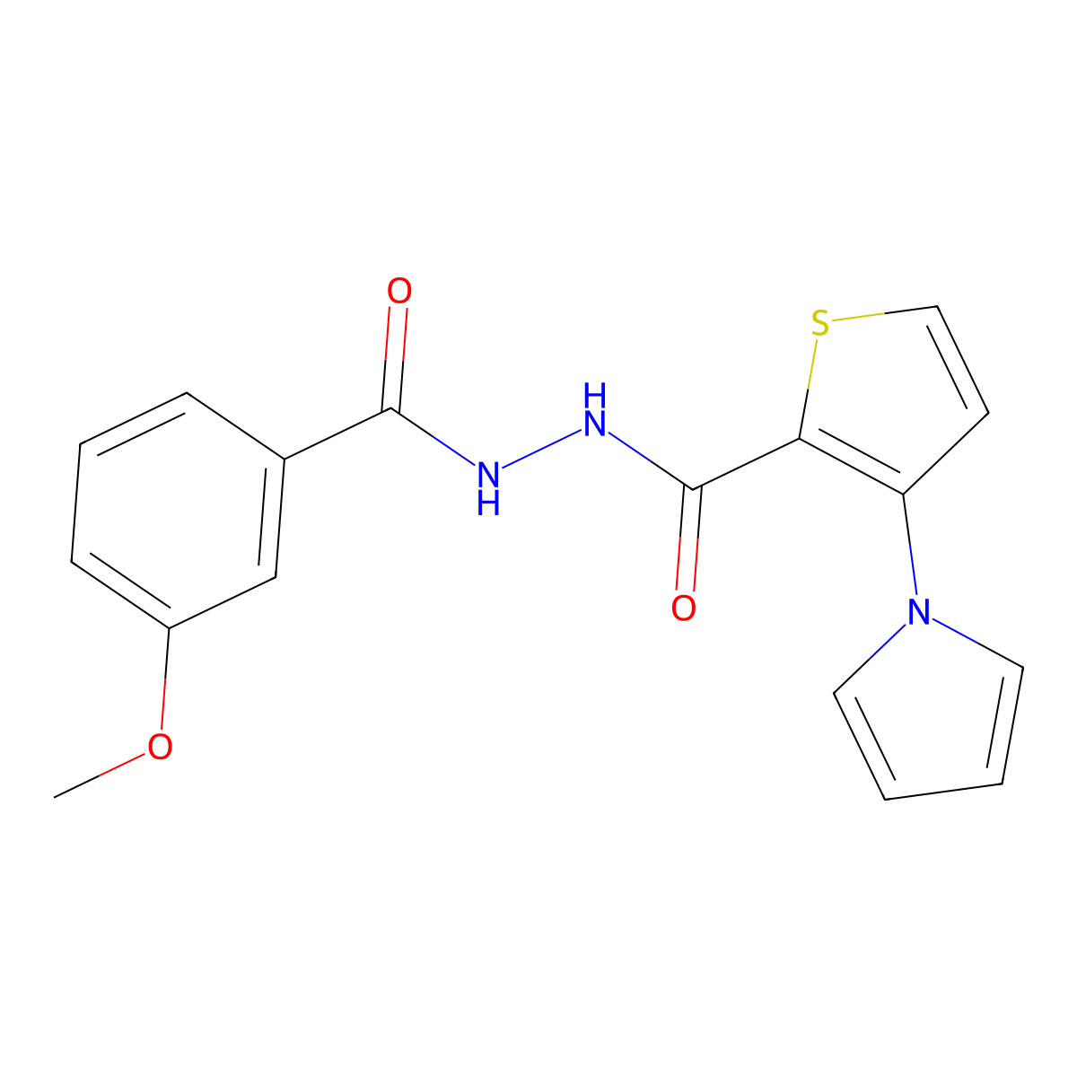 N'-(3-methoxybenzoyl)-3-(1H-pyrrol-1-yl)-2-thiophenecarbohydrazide molecular structure, CAS 672925-23-4