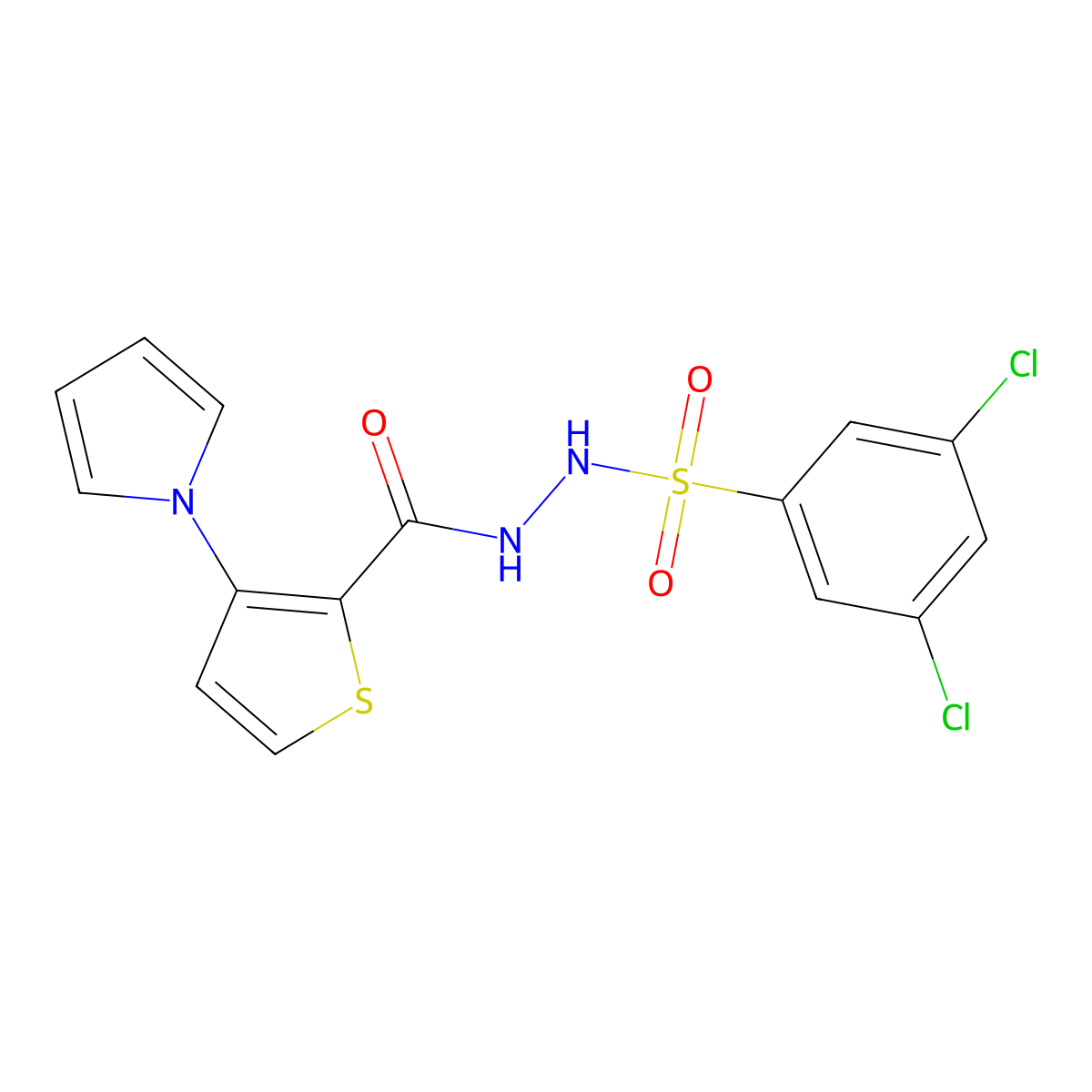 3,5-dichloro-N'-{[3-(1H-pyrrol-1-yl)-2-thienyl]carbonyl}benzenesulfonohydrazide molecular structure, CAS 672925-25-6