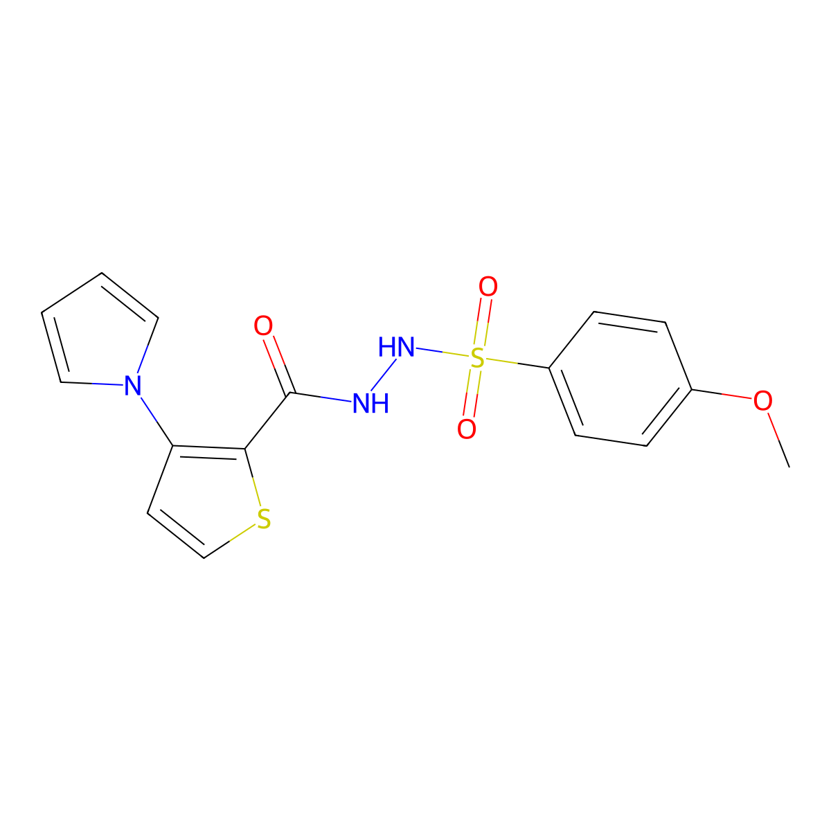 4-methoxy-N'-{[3-(1H-pyrrol-1-yl)-2-thienyl]carbonyl}benzenesulfonohydrazide molecular structure, CAS 672925-26-7