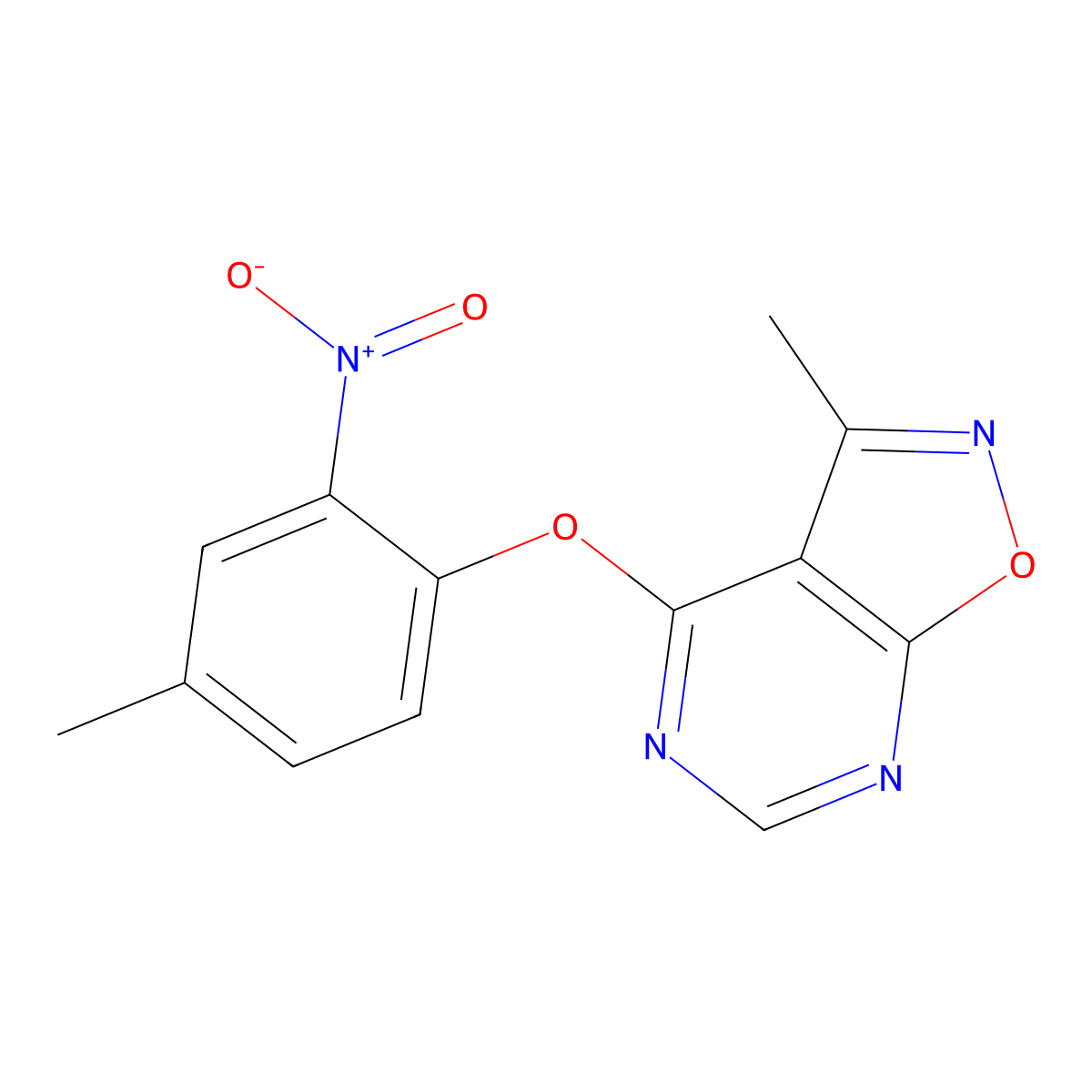 3-Methyl-4-(4-methyl-2-nitrophenoxy)-[1,2]oxazolo[5,4-d]pyrimidine molecular structure, CAS 672925-27-8