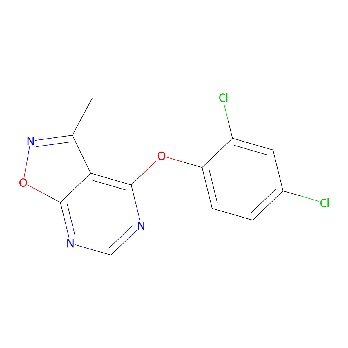 4-(2,4-Dichlorophenoxy)-3-methylisoxazolo[5,4-d]pyrimidine molecular structure, CAS 672925-29-0