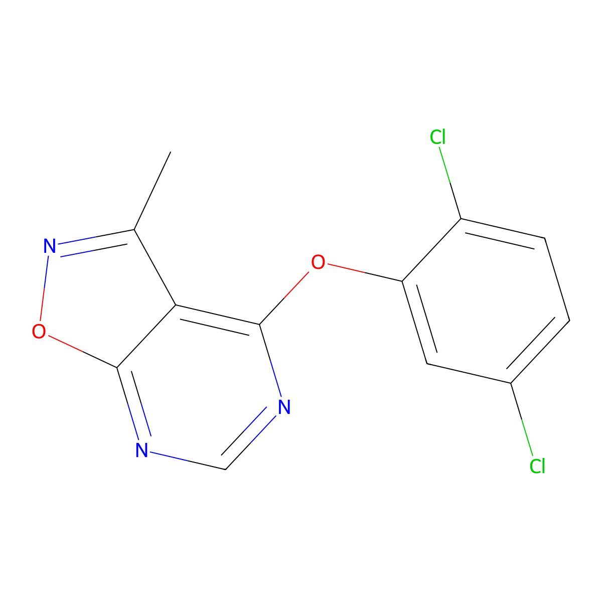 4-(2,5-Dichlorophenoxy)-3-methyl-[1,2]oxazolo[5,4-d]pyrimidine molecular structure, CAS 672925-32-5