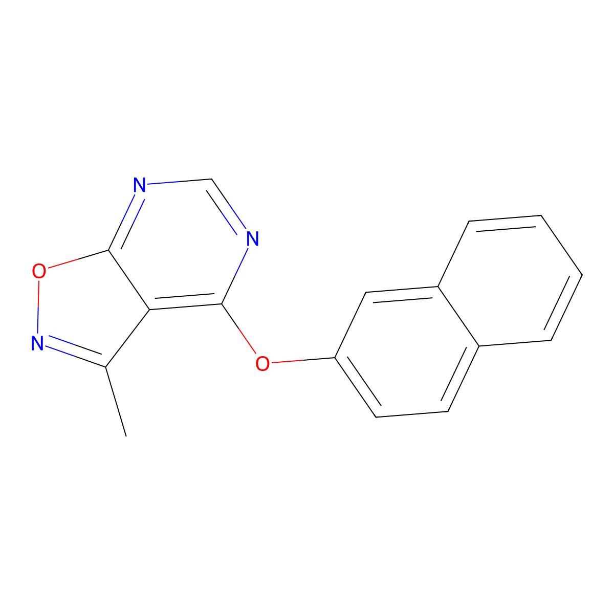 3-Methyl-4-(2-naphthyloxy)isoxazolo[5,4-d]pyrimidine molecular structure, CAS 672925-33-6
