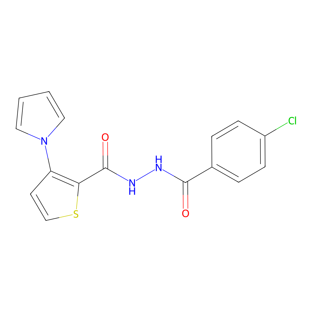 N'-(4-chlorobenzoyl)-3-(1H-pyrrol-1-yl)-2-thiophenecarbohydrazide molecular structure, CAS 672925-34-7