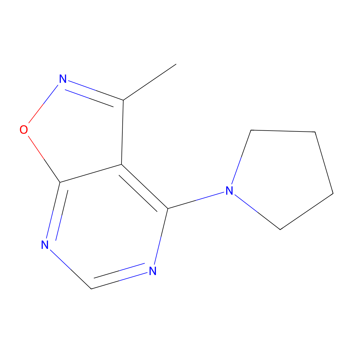 3-Methyl-4-(1-pyrrolidinyl)isoxazolo[5,4-d]pyrimidine molecular structure, CAS 672925-37-0