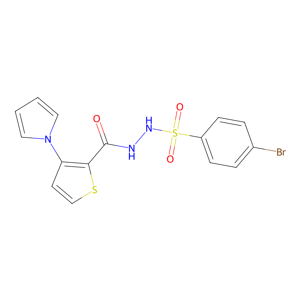 4-bromo-N'-{[3-(1H-pyrrol-1-yl)-2-thienyl]carbonyl}benzenesulfonohydrazide molecular structure, CAS 672925-39-2