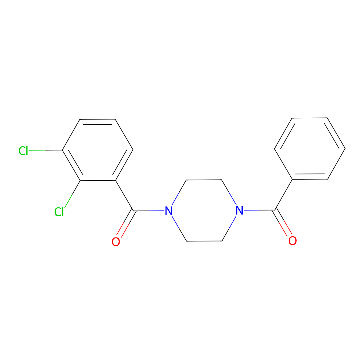 1-Benzoyl-4-(2,3-dichlorobenzoyl)piperazine molecular structure, CAS 672925-41-6