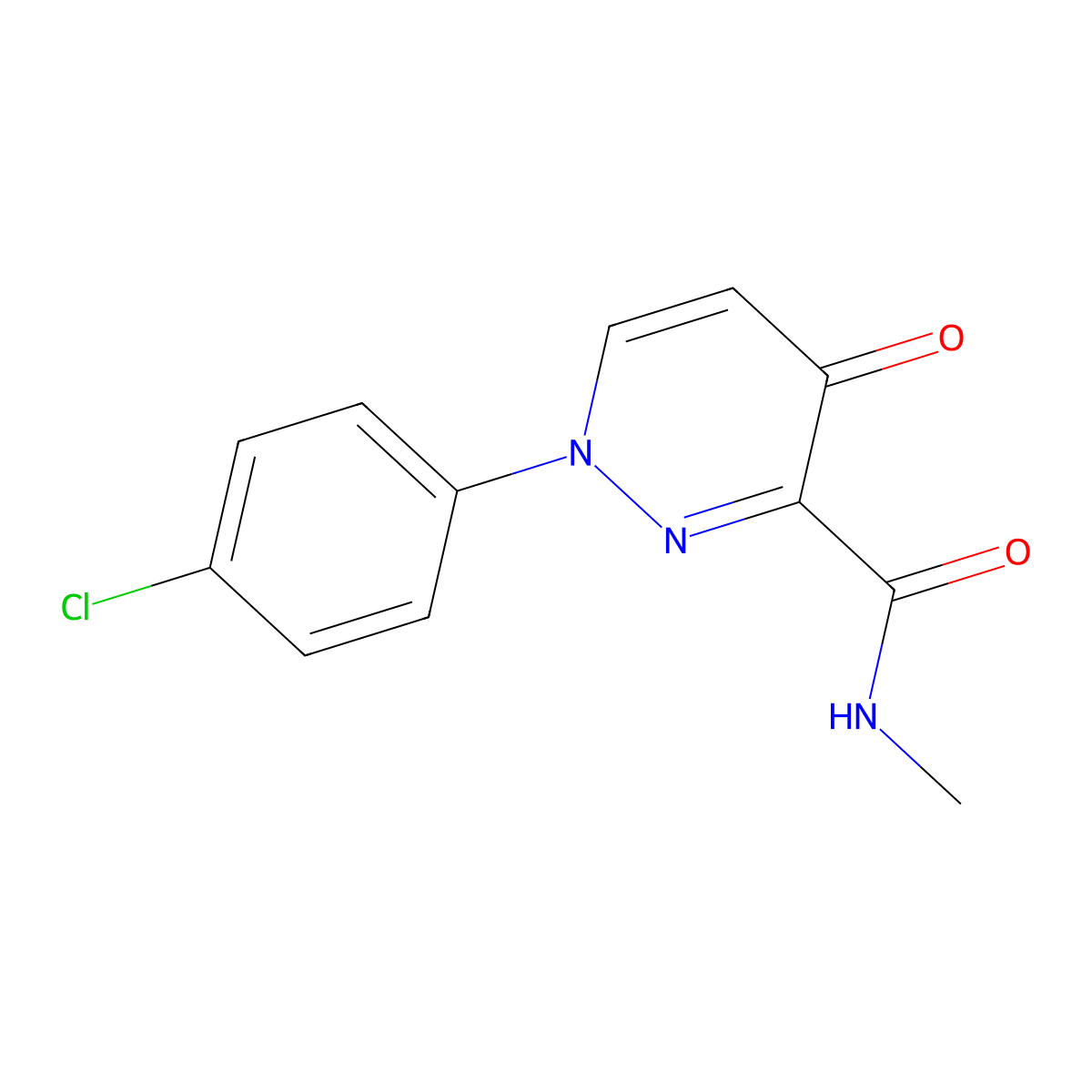 1-(4-chlorophenyl)-N-methyl-4-oxo-1,4-dihydro-3-pyridazinecarboxamide molecular structure, CAS 672925-43-8