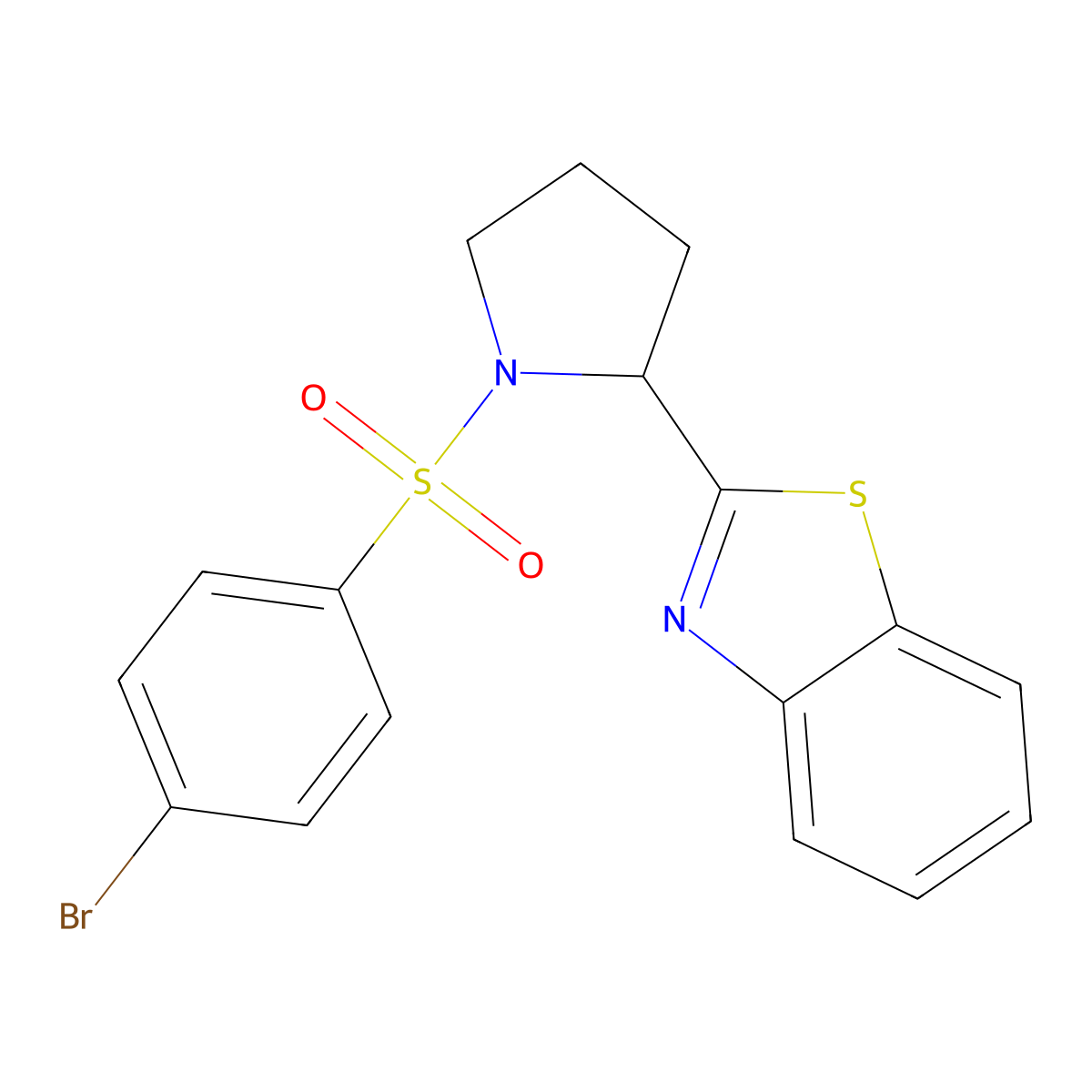 2-{1-[(4-Bromophenyl)sulfonyl]-2-pyrrolidinyl}-1,3-benzothiazole molecular structure, CAS 672925-49-4