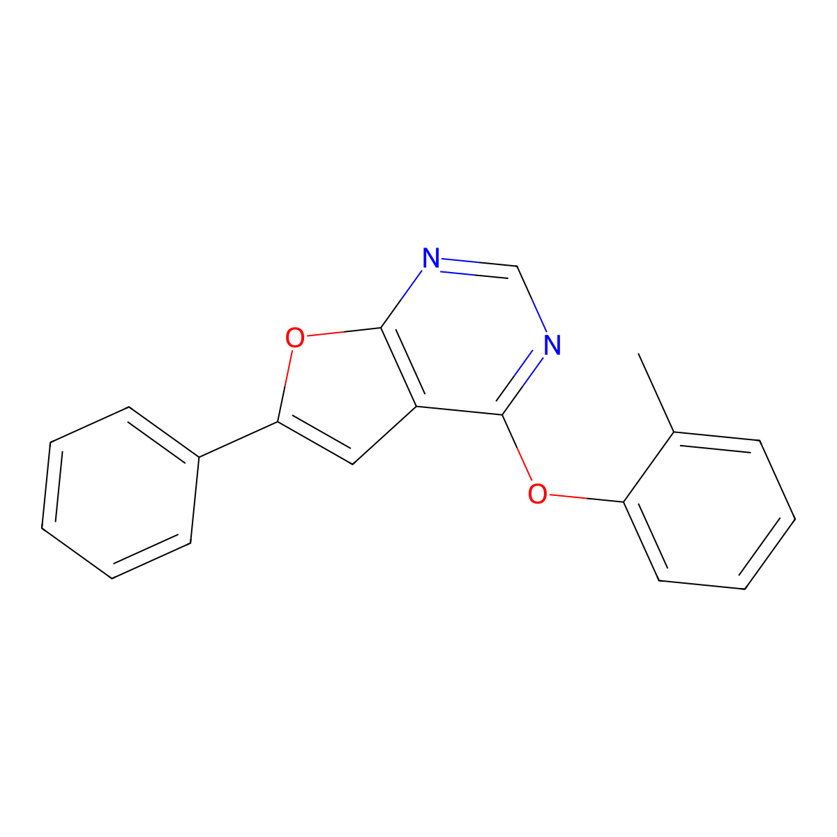 4-(2-Methylphenoxy)-6-phenylfuro[2,3-d]pyrimidine molecular structure, CAS 672925-50-7