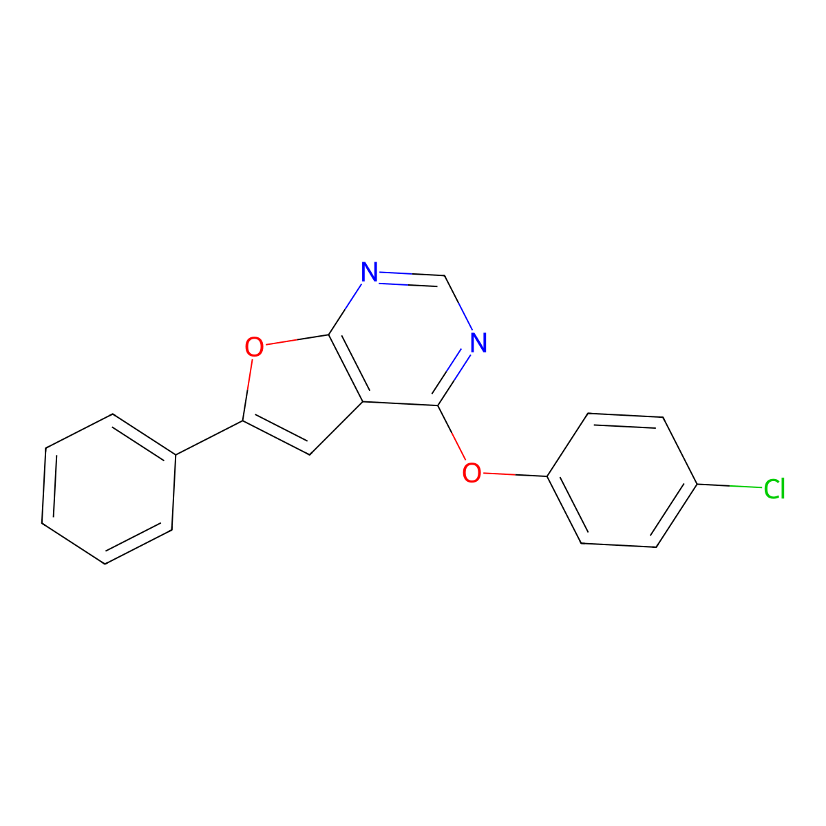 4-(4-Chlorophenoxy)-6-phenylfuro[2,3-d]pyrimidine molecular structure, CAS 672925-52-9