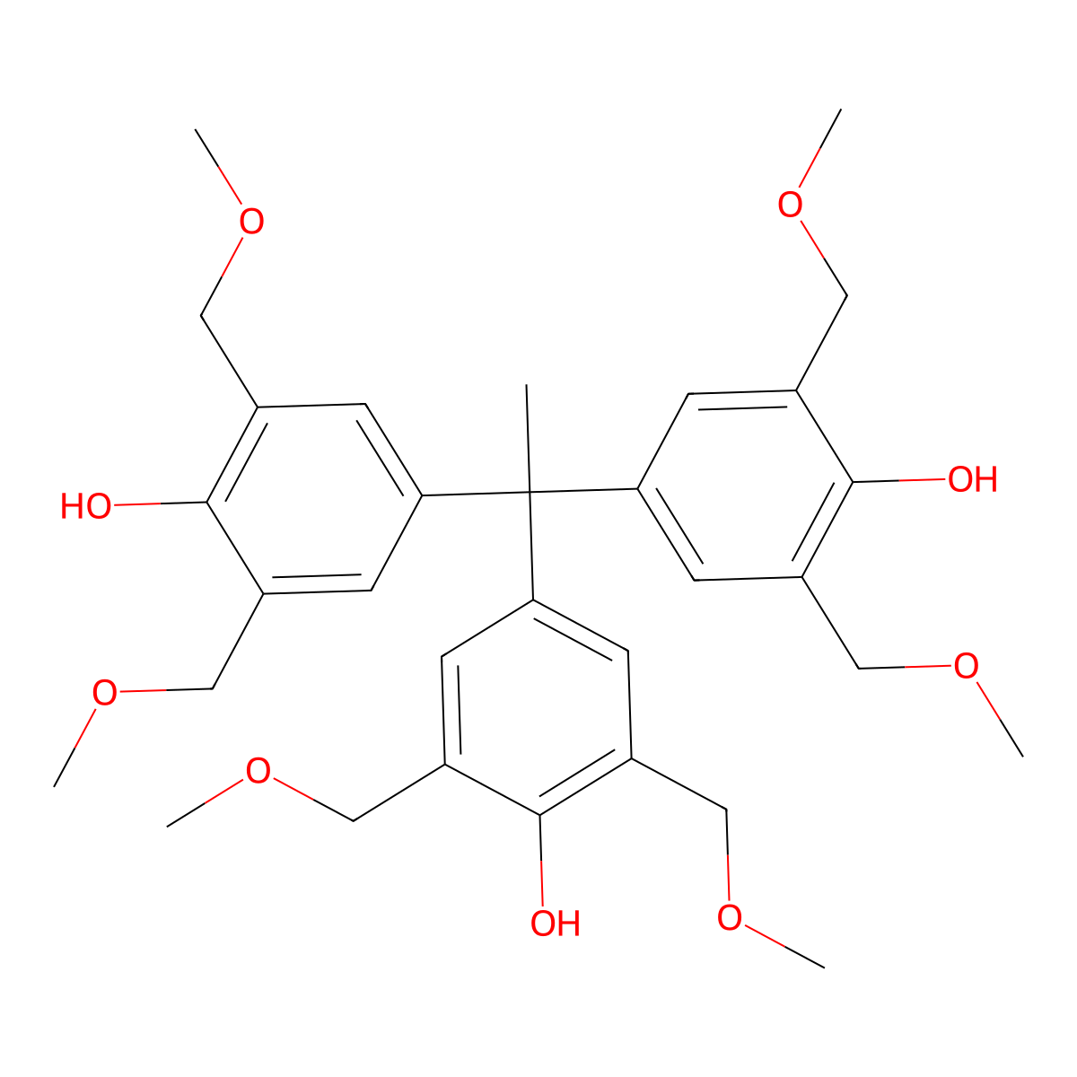 4,4',4''-(Ethane-1,1,1-triyl)tris(2,6-bis(methoxymethyl)phenol) molecular structure, CAS 672926-26-0