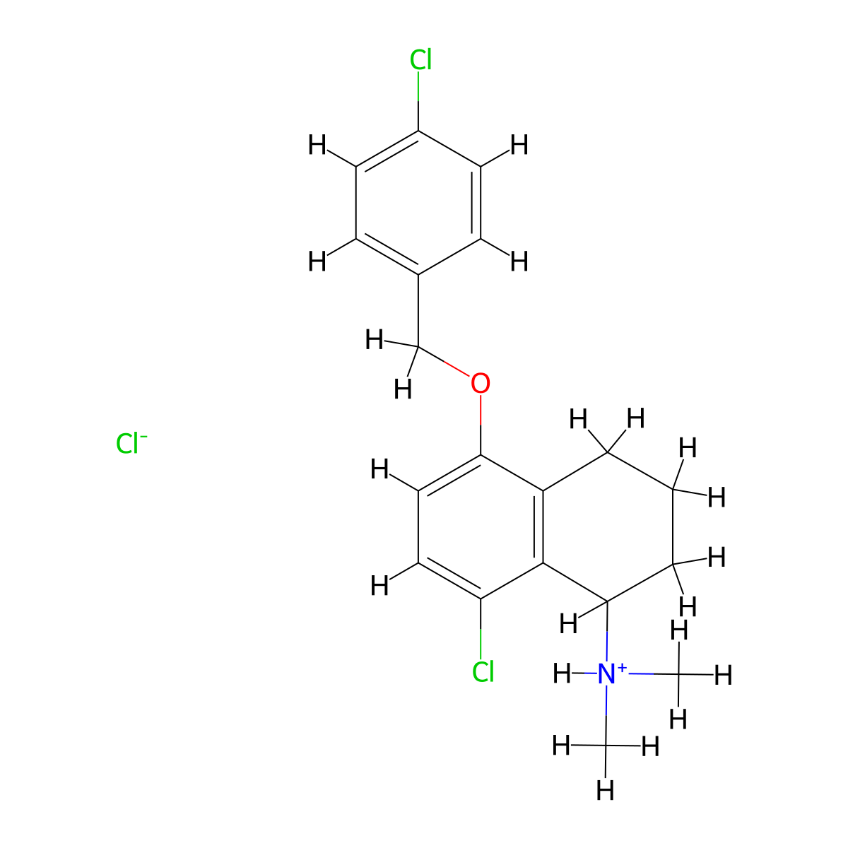 1-Naphthylamine, 1,2,3,4-tetrahydro-8-chloro-5-(4-chlorobenzyloxy)-N,N-dimethyl-, hydrochloride molecular structure, CAS 67293-10-1