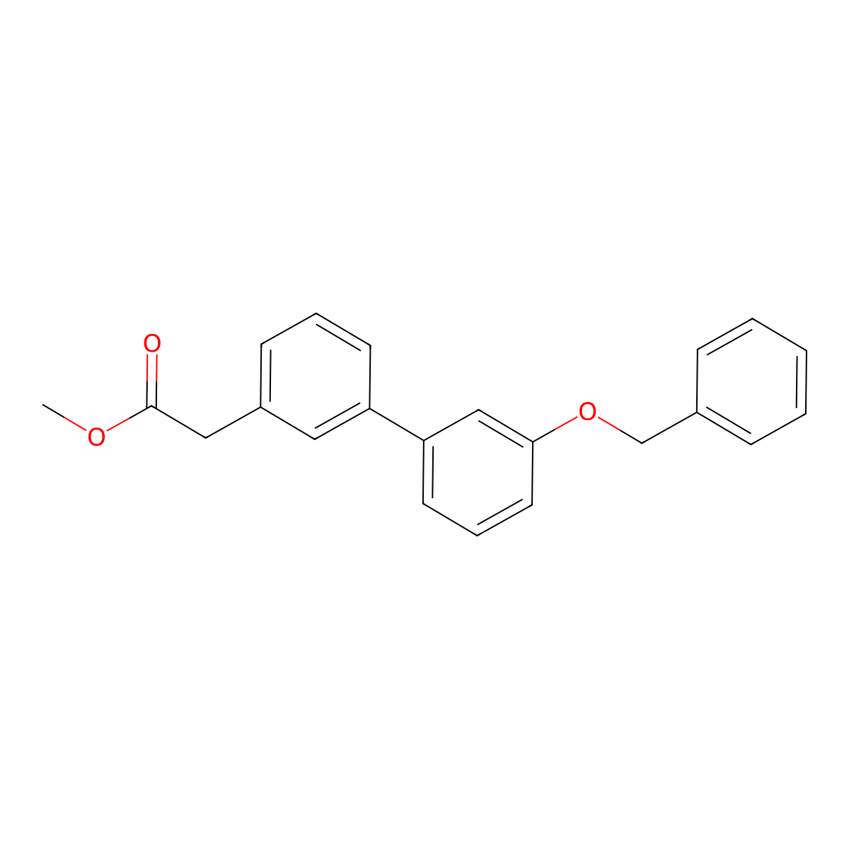 Methyl 2-{3-[3-(benzyloxy)phenyl]phenyl}acetate molecular structure, CAS 672932-31-9