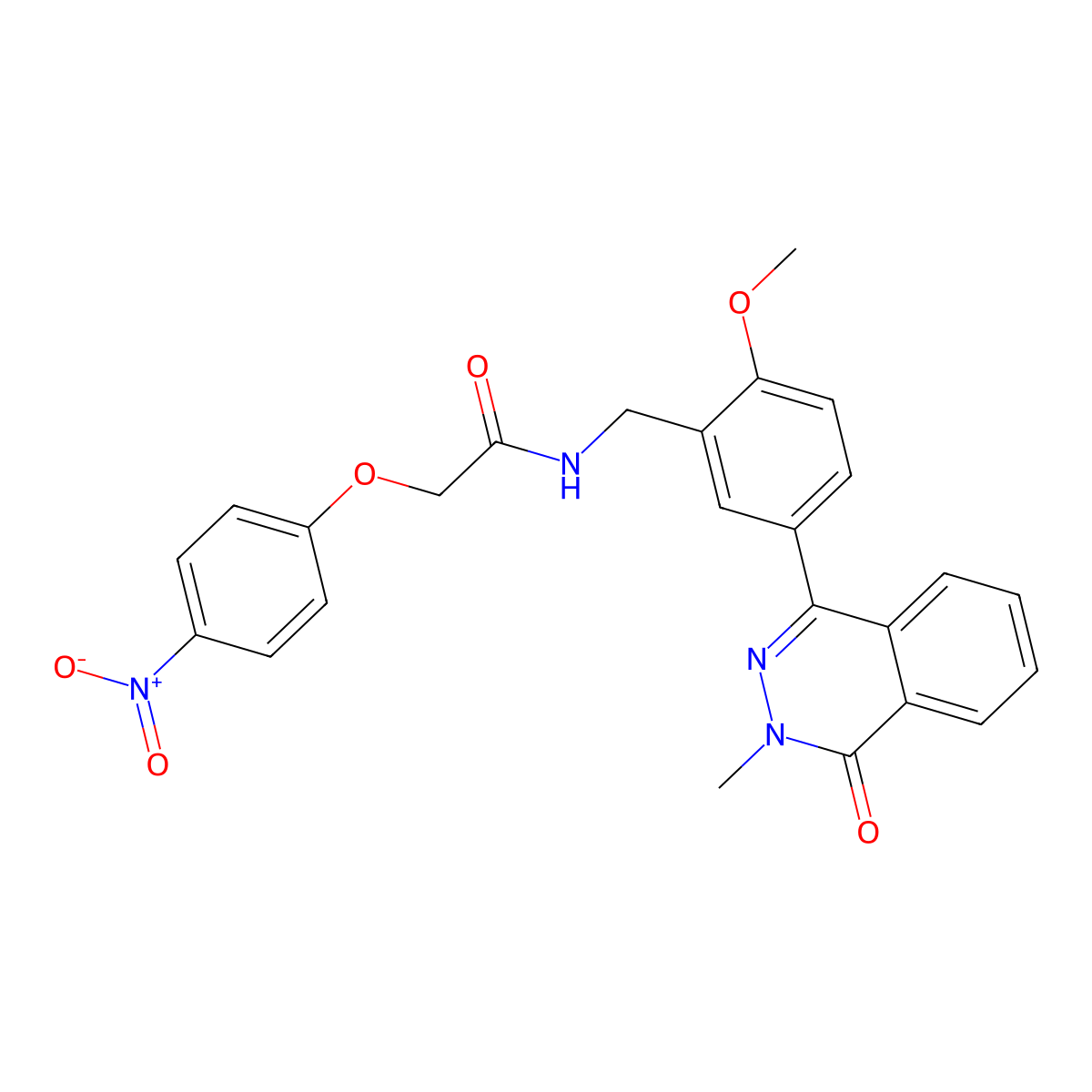 N-[[2-methoxy-5-(3-methyl-4-oxophthalazin-1-yl)phenyl]methyl]-2-(4-nitrophenoxy)acetamide molecular structure, CAS 672932-87-5