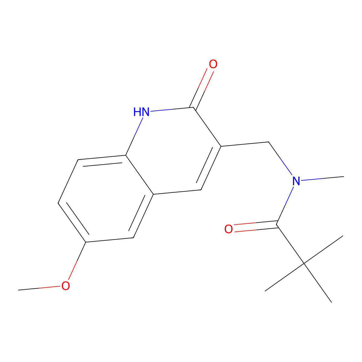 N-[(6-methoxy-2-oxo-1H-quinolin-3-yl)methyl]-N,2,2-trimethylpropanamide molecular structure, CAS 672932-88-6