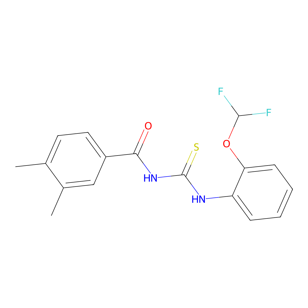 N-[[2-(difluoromethoxy)phenyl]carbamothioyl]-3,4-dimethylbenzamide molecular structure, CAS 672932-96-6