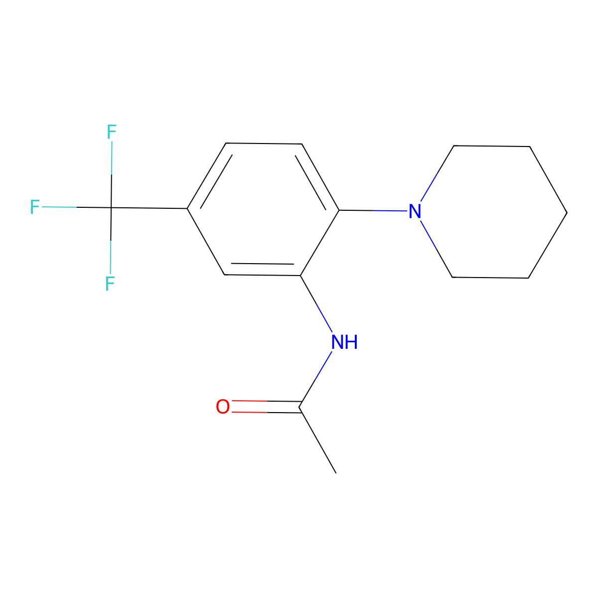 N-[2-piperidin-1-yl-5-(trifluoromethyl)phenyl]acetamide molecular structure, CAS 672933-49-2