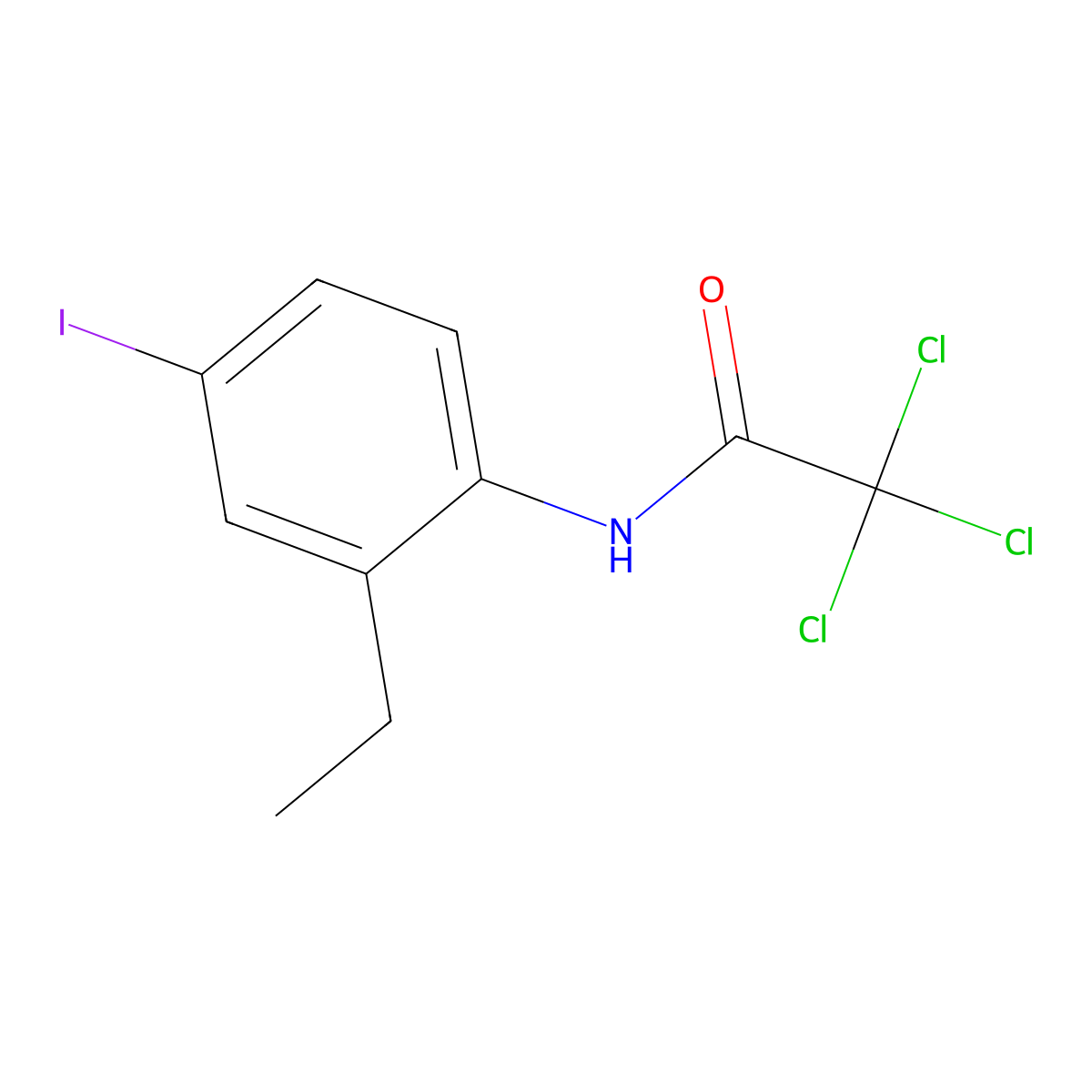 2,2,2-trichloro-N-(2-ethyl-4-iodophenyl)acetamide molecular structure, CAS 672933-92-5