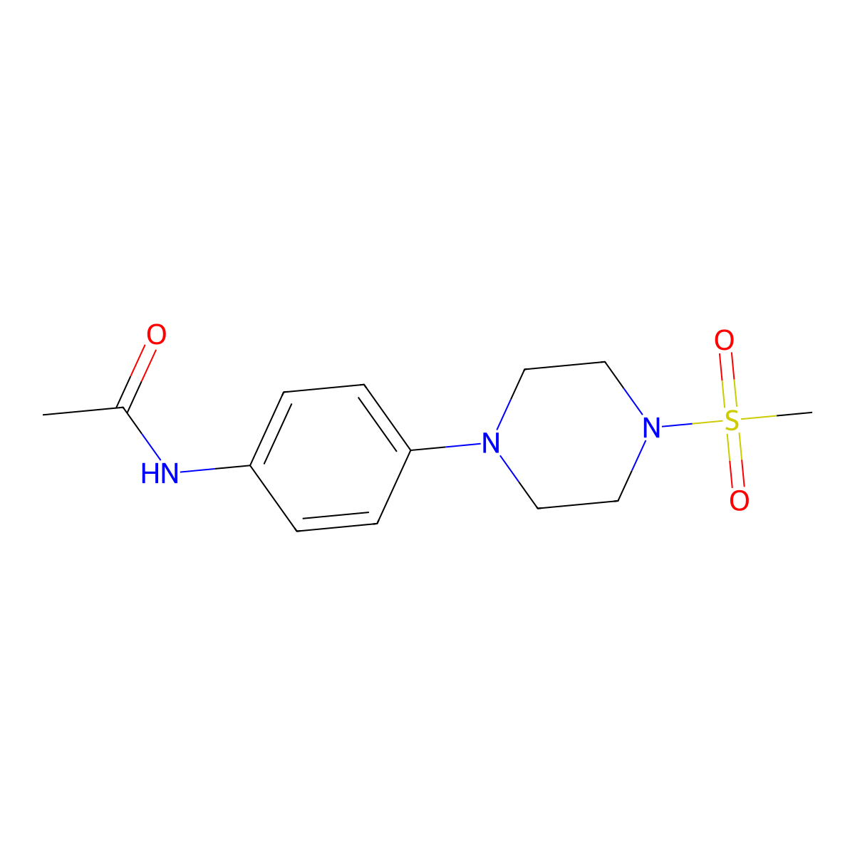 N-[4-(4-methylsulfonylpiperazin-1-yl)phenyl]acetamide molecular structure, CAS 672934-08-6