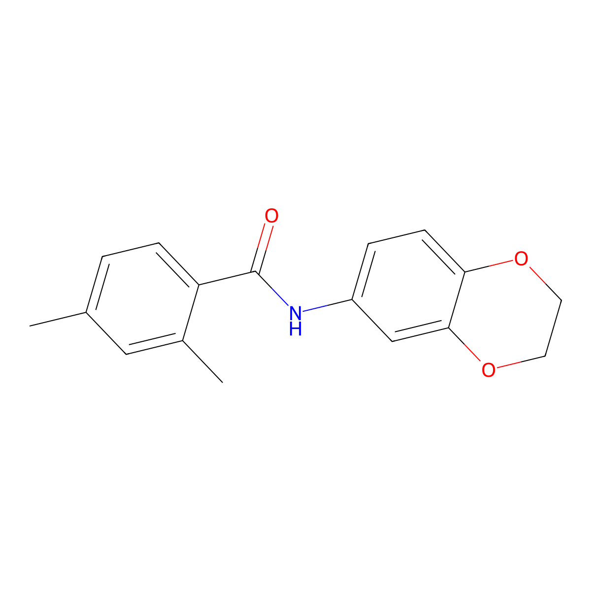 N-(2,3-dihydro-1,4-benzodioxin-6-yl)-2,4-dimethylbenzamide molecular structure, CAS 672934-77-9