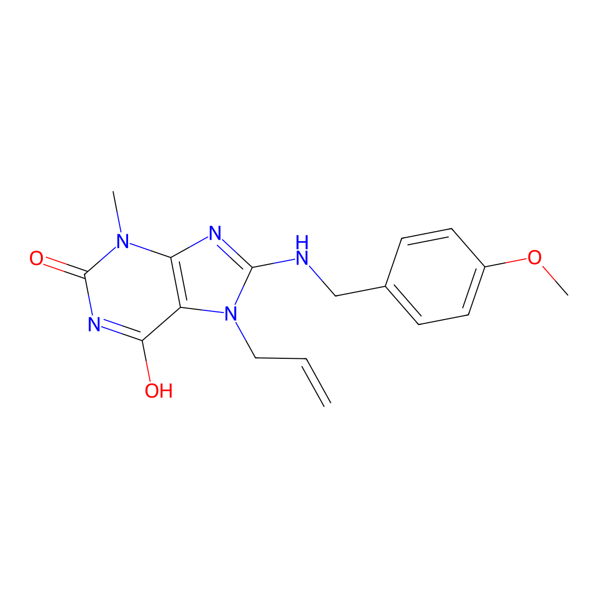 8-[(4-Methoxyphenyl)methylamino]-3-methyl-7-prop-2-enylpurine-2,6-dione molecular structure, CAS 672935-22-7
