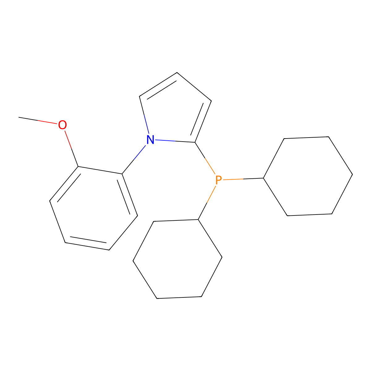 2-(Dicyclohexylphosphanyl)-1-(2-methoxyphenyl)-1H-pyrrole molecular structure, CAS 672937-63-2