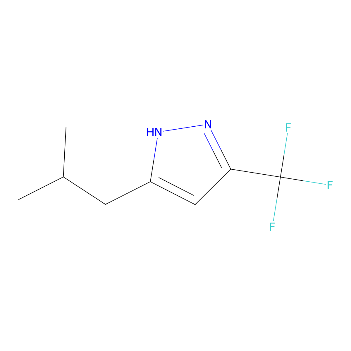 3-Isobutyl-5-(trifluoromethyl)-1H-pyrazole molecular structure, CAS 67294-34-2