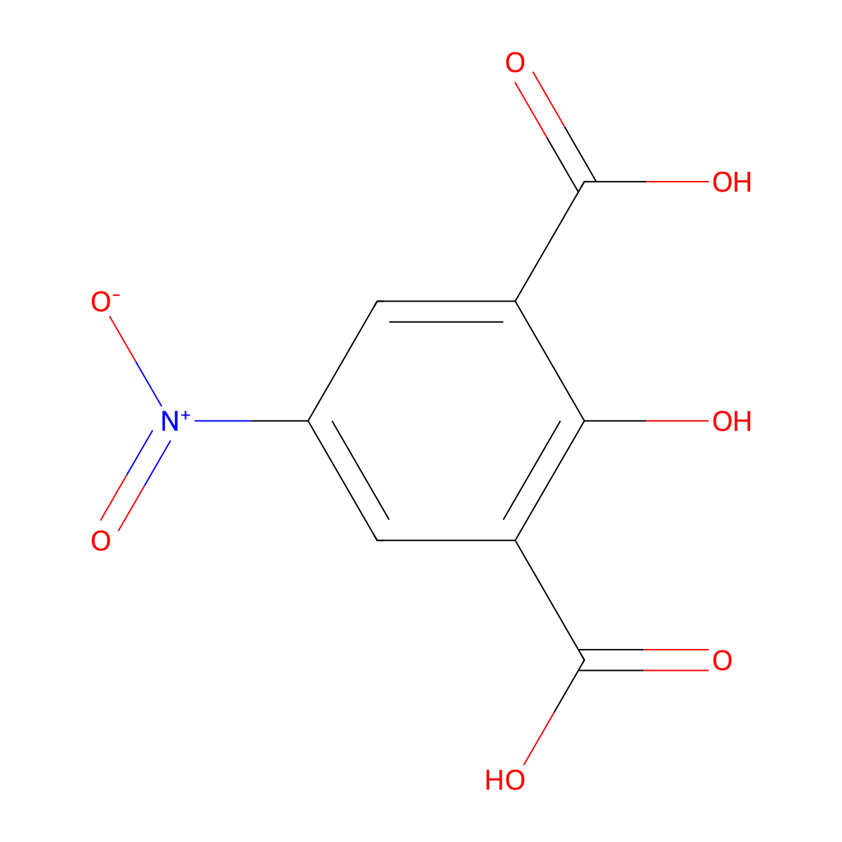 2-Hydroxy-5-nitrobenzene-1,3-dicarboxylic acid molecular structure, CAS 67294-53-5