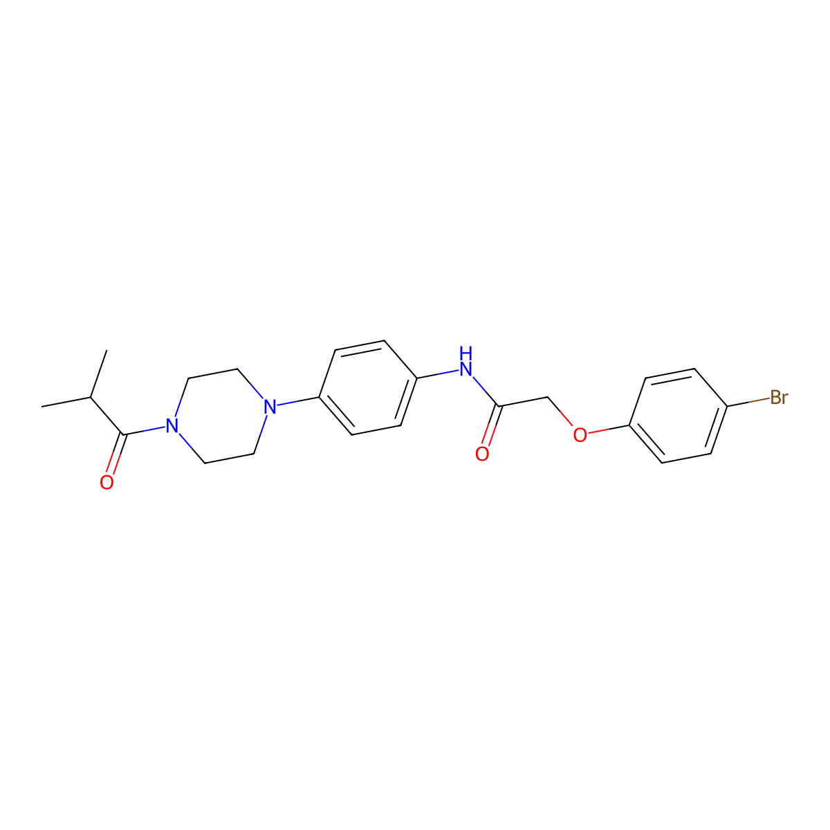 2-(4-bromophenoxy)-N-[4-[4-(2-methylpropanoyl)piperazin-1-yl]phenyl]acetamide molecular structure, CAS 672941-91-2