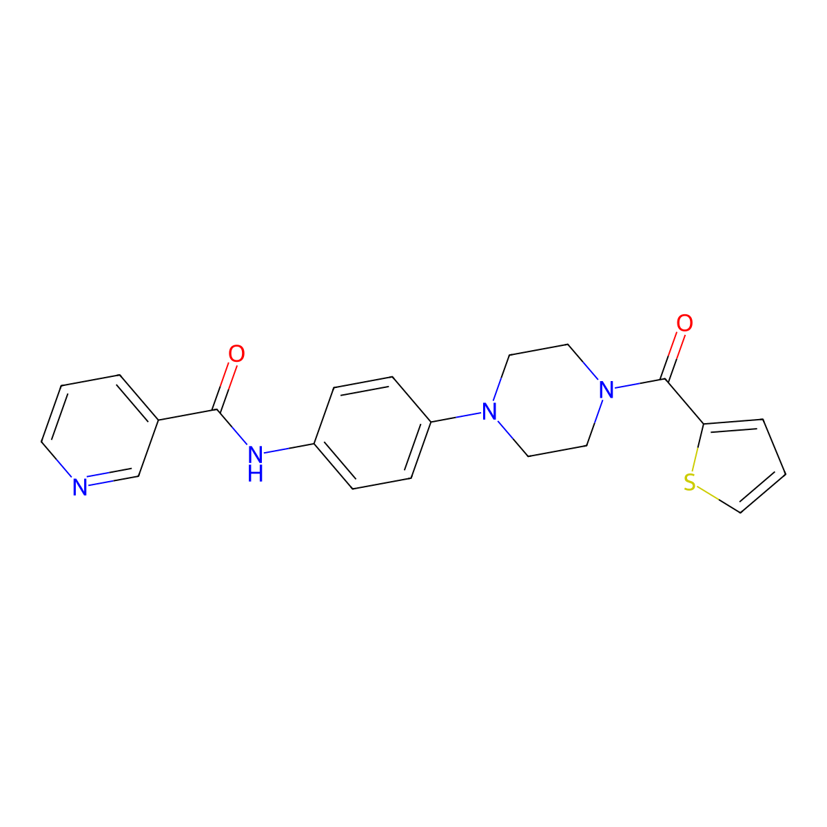 N-{4-[4-(2-thienylcarbonyl)-1-piperazinyl]phenyl}nicotinamide molecular structure, CAS 672942-20-0