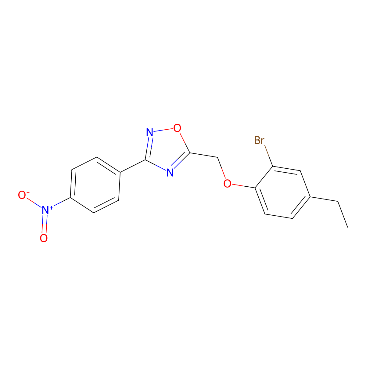 5-[(2-Bromo-4-ethylphenoxy)methyl]-3-(4-nitrophenyl)-1,2,4-oxadiazole molecular structure, CAS 672943-10-1